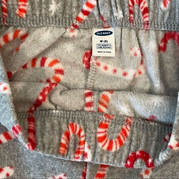 Old Navy Girls Size M (8) Long Sleeve Tee & Candy Canes on a Gray Fleece Pants - Picture 5 of 5